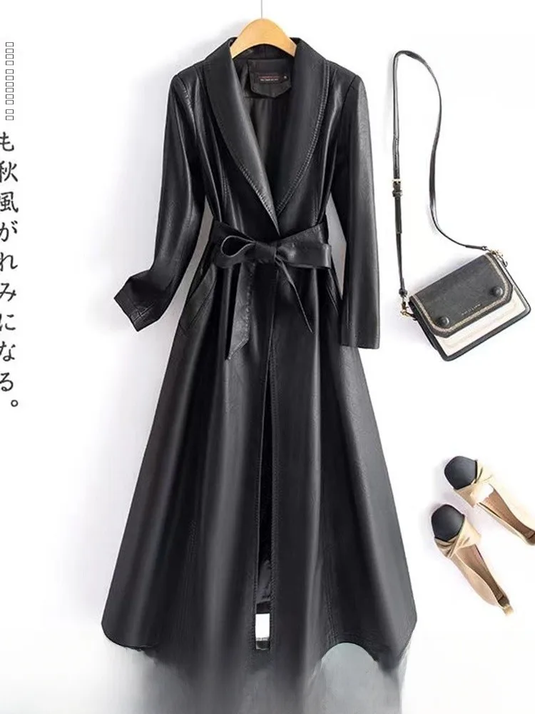 เสื้อโค้ทหนังทรงเข้ารูปความยาวปานกลางสำหรับผู้หญิง คอลเลคชั่นฤดูใบไม้ร่วง-ฤดูหนาว ปี 2025  แบรนด์ Haifeng ผลิตจากหนังแกะแท้ ป้องกันลม  สำหรับสวมใส่เป็นเสื้อนอก