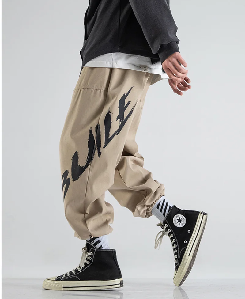 Hip Hop Joggers Men Ribbons Cargo Pants Track Casual 2023 Trousers Sweatpants Loose Baggy Overalls