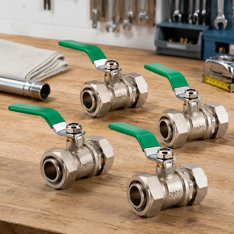 Air and Water Line Shutoff Ball Valves with Compression-Styles Connections, Extended Green Lever Handles, and Brass high quality