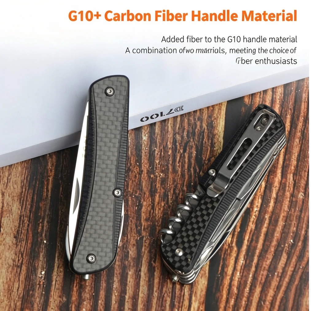 SANRENMU 18 IN 1 Tactical Folding Knife Multitool with Blade Camping Survival EDC Hiking Outdoor Equipment Carbon Fiber