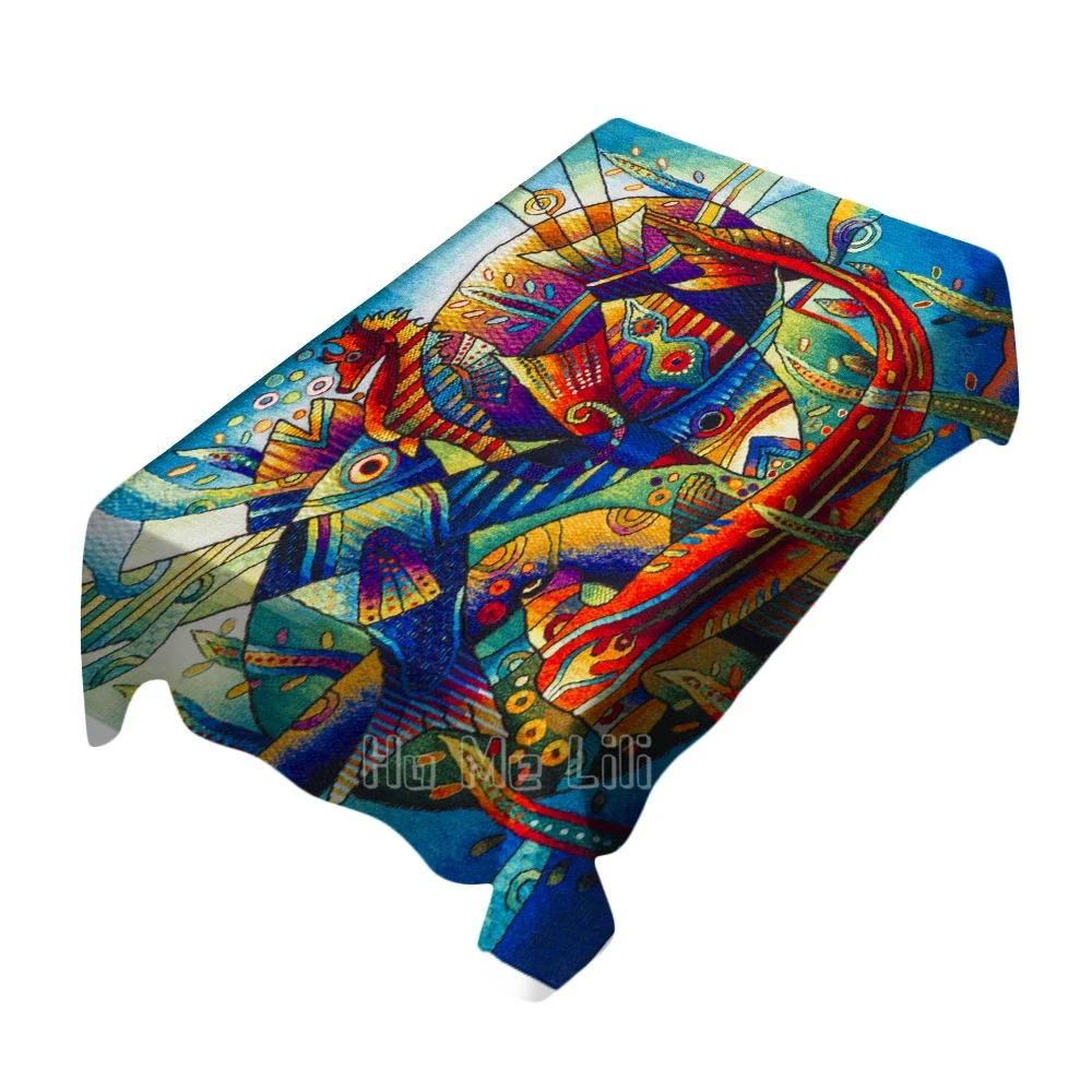 Lara Eternal Vision es una decoración interior y exterior de poliéster sobre las criaturas marinas y marinas, arte de mantel de Color
