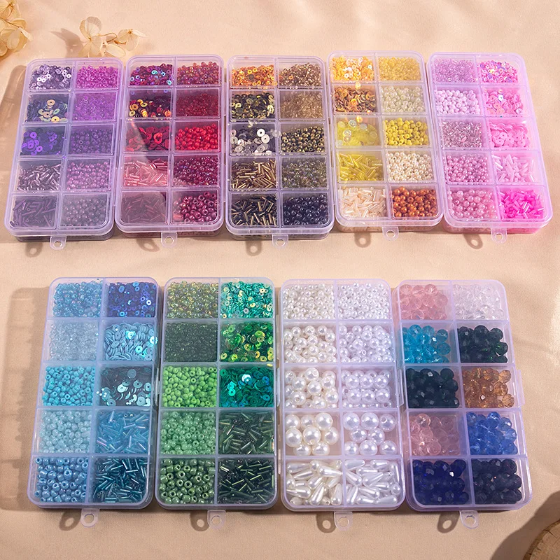 12 boxes MIX New Trendy funny Sequin custom Beaded Bracelet Material DIY toy best gift for daughter