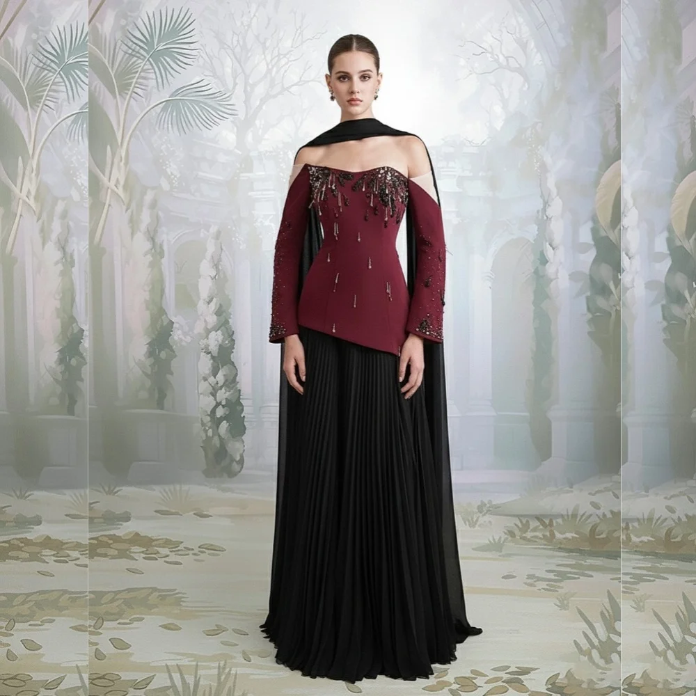 

Customized Jersey Sparkle Off-the-shoulder A-line Long Dresses Bespoke Occasion Luxury Evening Dress Formal Elegant Party