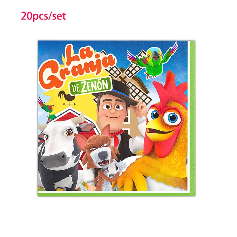 La Granja Zenon 생일 파티 장식 풍선 배너, 케이크 토퍼 식기, 농장 파티 용품, 베이비 샤워