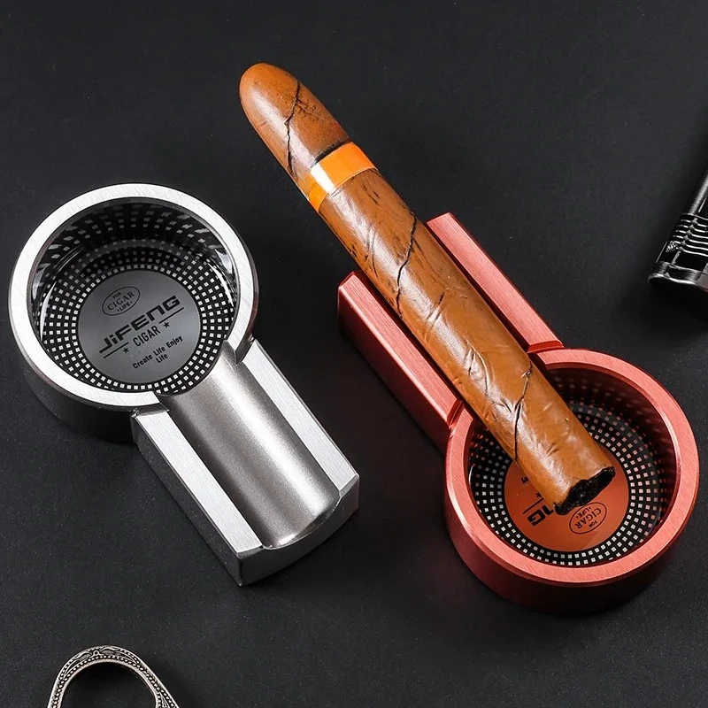 2025 Jifeng Personality Cigars Ashtray Portable Household Metal Ash Slot Chute Mini Cigar Ash Tray Accessories Men Gifts Box