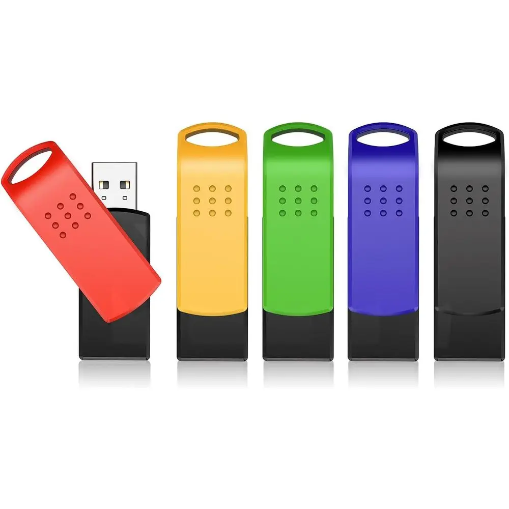 

5-Pack 128GB Swivel USB 2.0 Flash Drives - Bulk High-Capacity Thumb Drives for Data Storage
