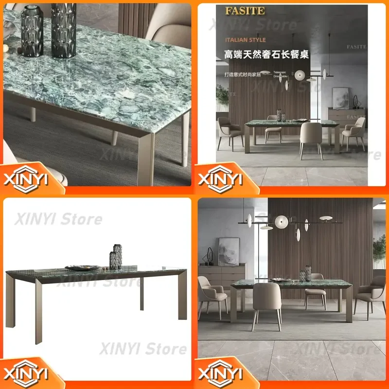 Light Luxury Marble Dining Table for Modern Simple Rectangular Italian Style Home Decor Living Room Furniture Dining Set