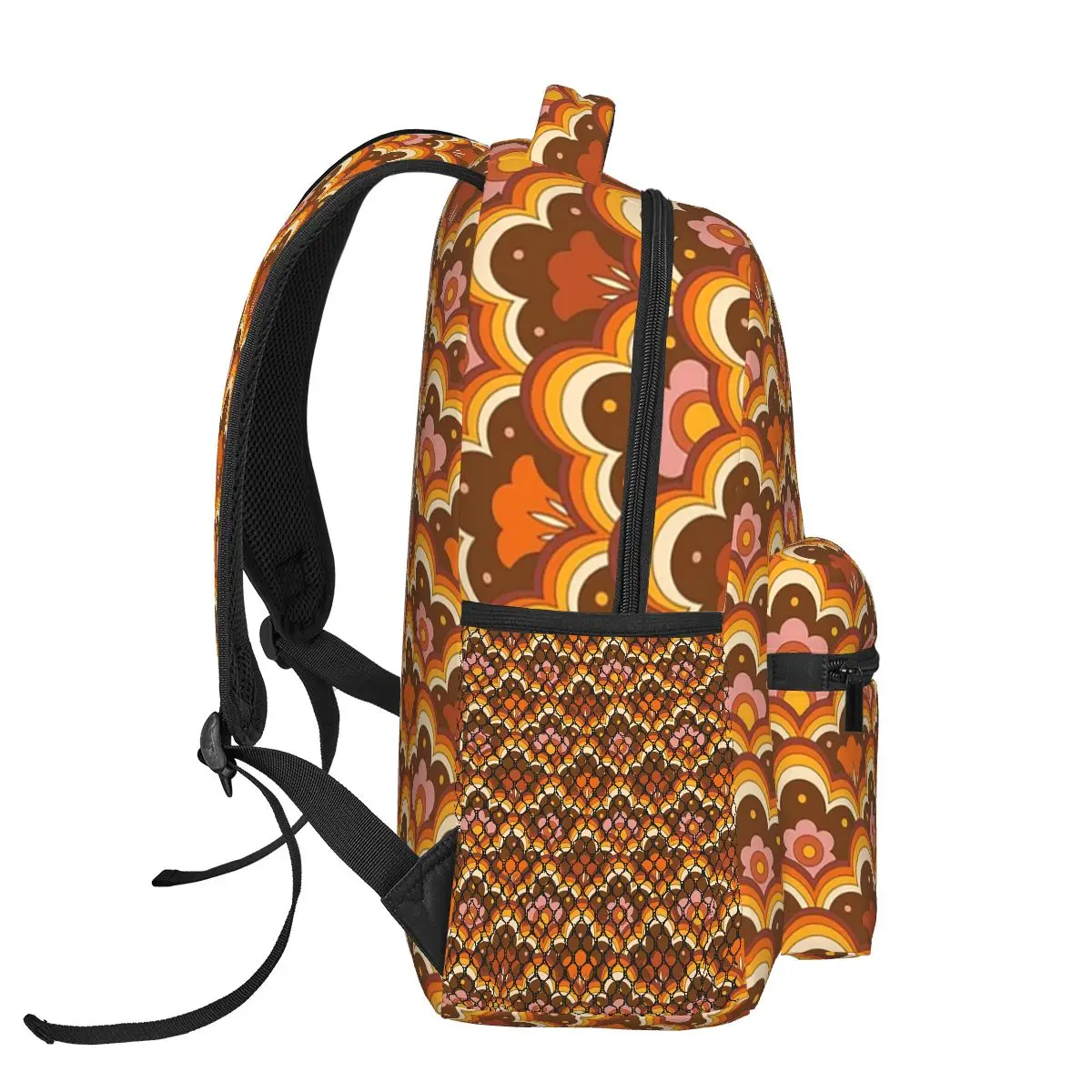 70s 60s ريترو مخدر زهرة السلطة ، الأزهار نمط حقيبة الظهر رائجة البيع Daypack سعة كبيرة الأطفال BookBag حقائب كتف #4