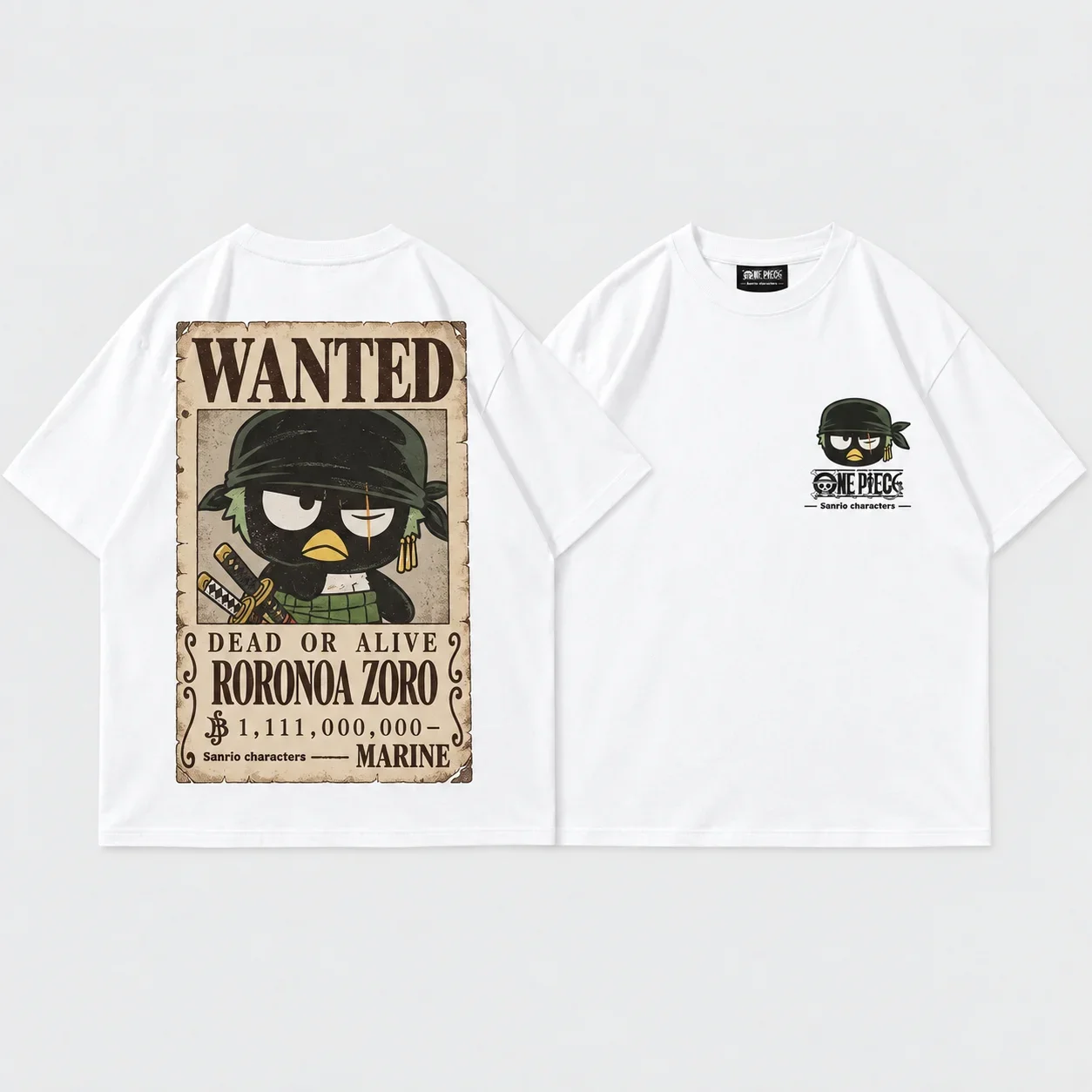 Sanrio Hello Kitty Pirate Parent Child Tee Men's Women's White Cute Cool Graphic Art Print Oversized Short Sleeve Streetwear Top