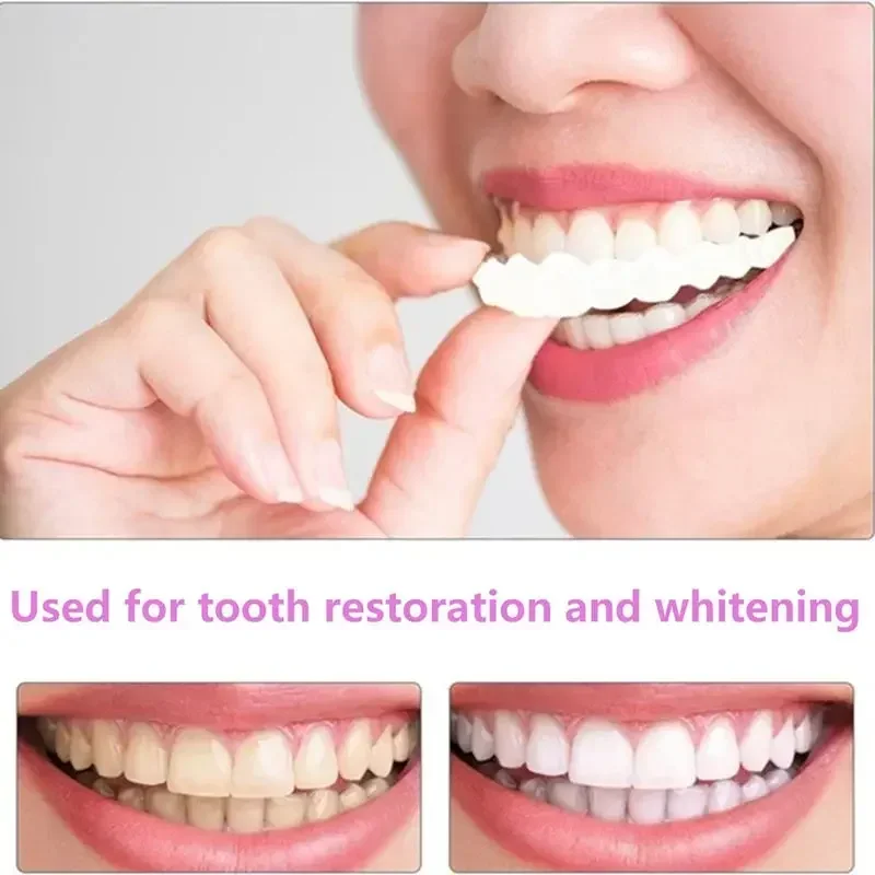 Perfect Fit Teeth Whitening Fake Tooth Cover Snap On Silicone Smile Veneers Teeth Upper Beauty Tool Cosmetic Teeth Free shipping