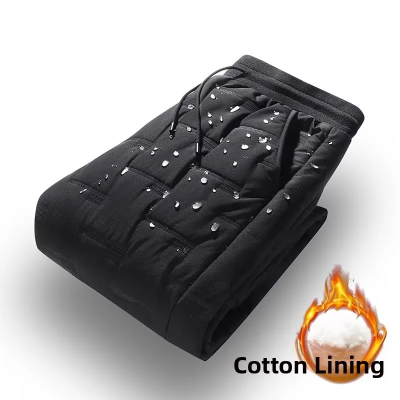 

Men's down Work Pants Thick Outdoor Winter Outdoor Warm Youth Fashion Fleece Cotton Trousers plus Size Casual Long Pants