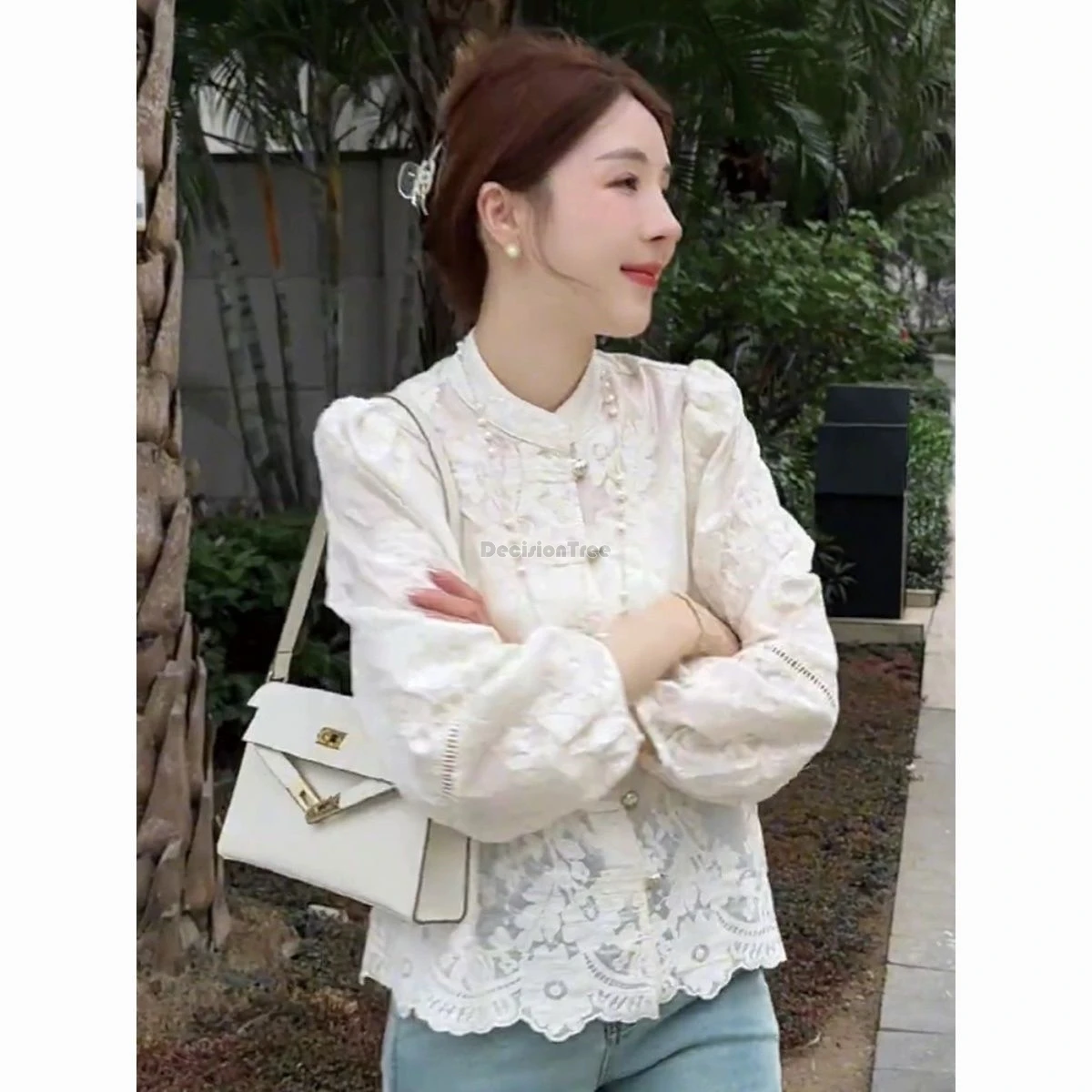 2025 new chinese style lace button tang suit top elegant sexy hollow out embroidery lady party blouse fashionable versatile top