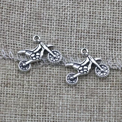 10 Pieces 23x13mm Antique Silver Color Motorcycle Charms Pendant for Handcraft Jewelry Making