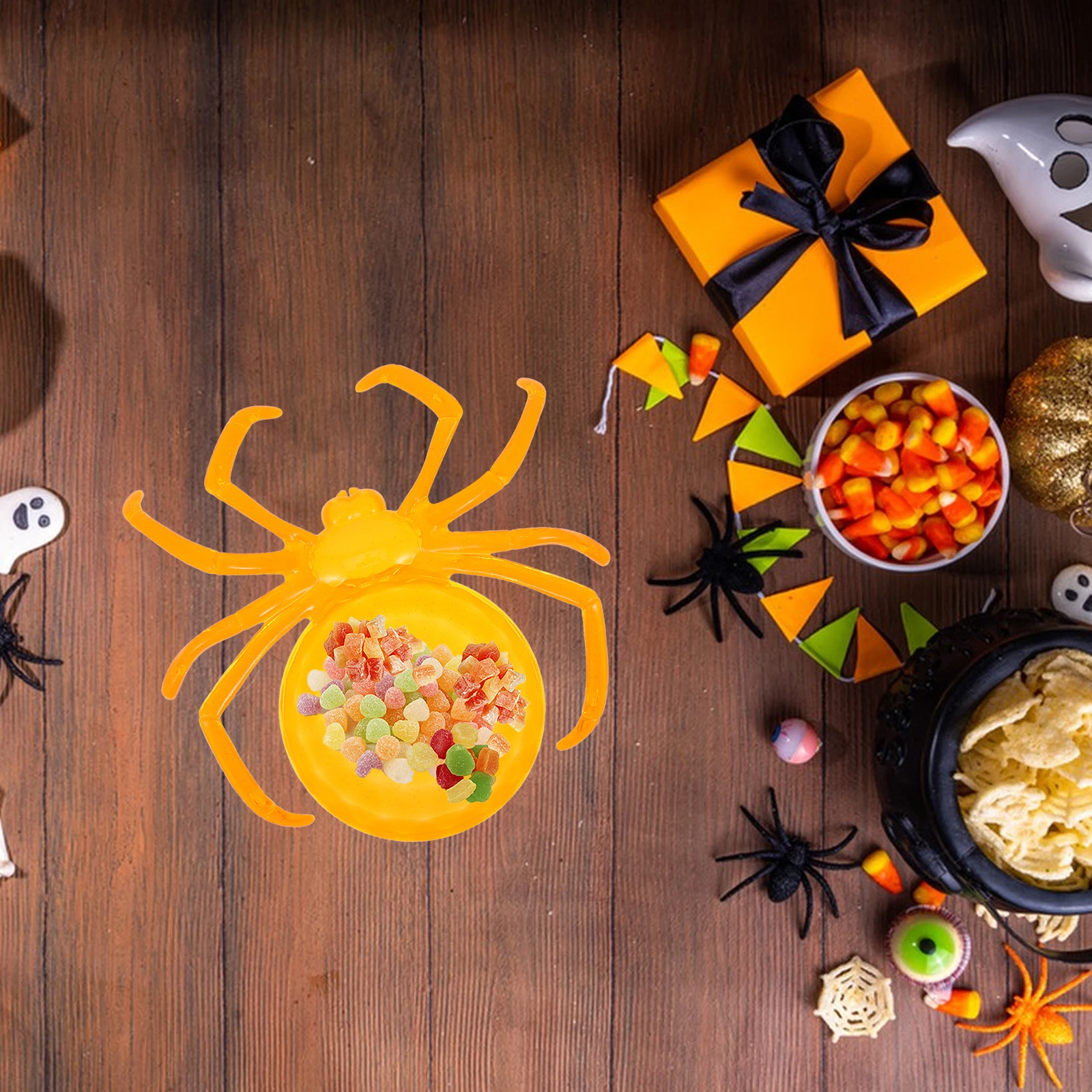

Halloween Spider Design Tray Reusable ABS Fruit Bread Dessert Serving Plate Practical for Home Hotel Restaurant