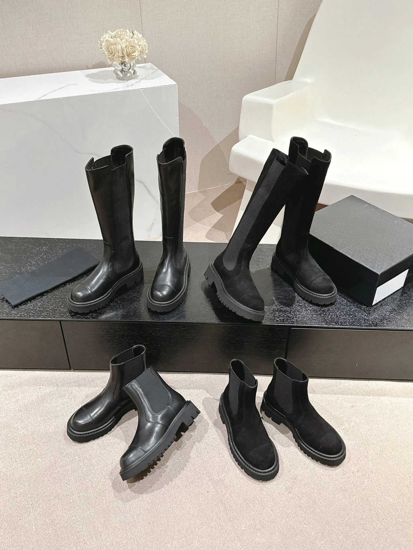 Autumn and winter new leather thick bottom thigh-high boots women but knee-length boots British style Martin knight boots