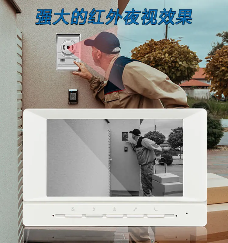 

7-дюймовый IPS-экран 1000TVL проводной видеодомофон визуальный дверной глазок домофон видеодомофон камера