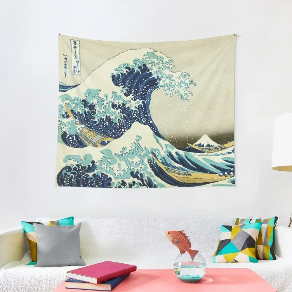 The Great Wave off Kanagawa by the Japanese ukiyo-e artist Hokusai Hiroshige nature waves painting HD HIGH QUALITY Tapestry