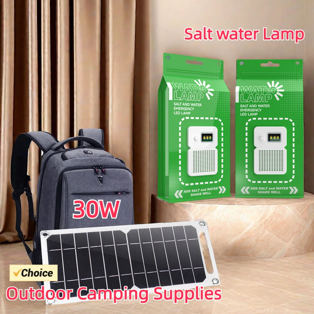 USB Solar Panel 30W with Waterproof Outdoor Hiking and Camping Portable Battery Mobile Phone Charging Bank  Charging Panel  6.8V