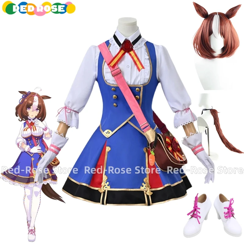 Disfraz de Anime Umamusume Pretty Derby Meisho Doto, disfraz de Halloween, Navidad, fiesta, peluca personalizada, tocado de cola, zapatos