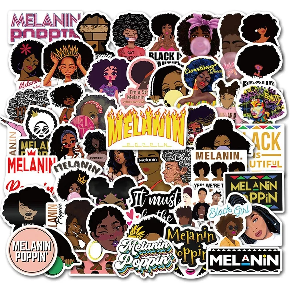 50PCS/Pack Classic Toy Melanin Poppin Cartoon Stickers Car Motorcycle Travel Luggage Guitar Waterproof Decal Sticker Toy Kid