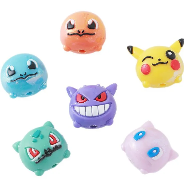 12pcs 포켓몬 비드 DIY 휴대 전화 스트랩 키 체인 냉장고 자석 수지 포켓 작은 인형 학생 파티 선물 썸네일 4
