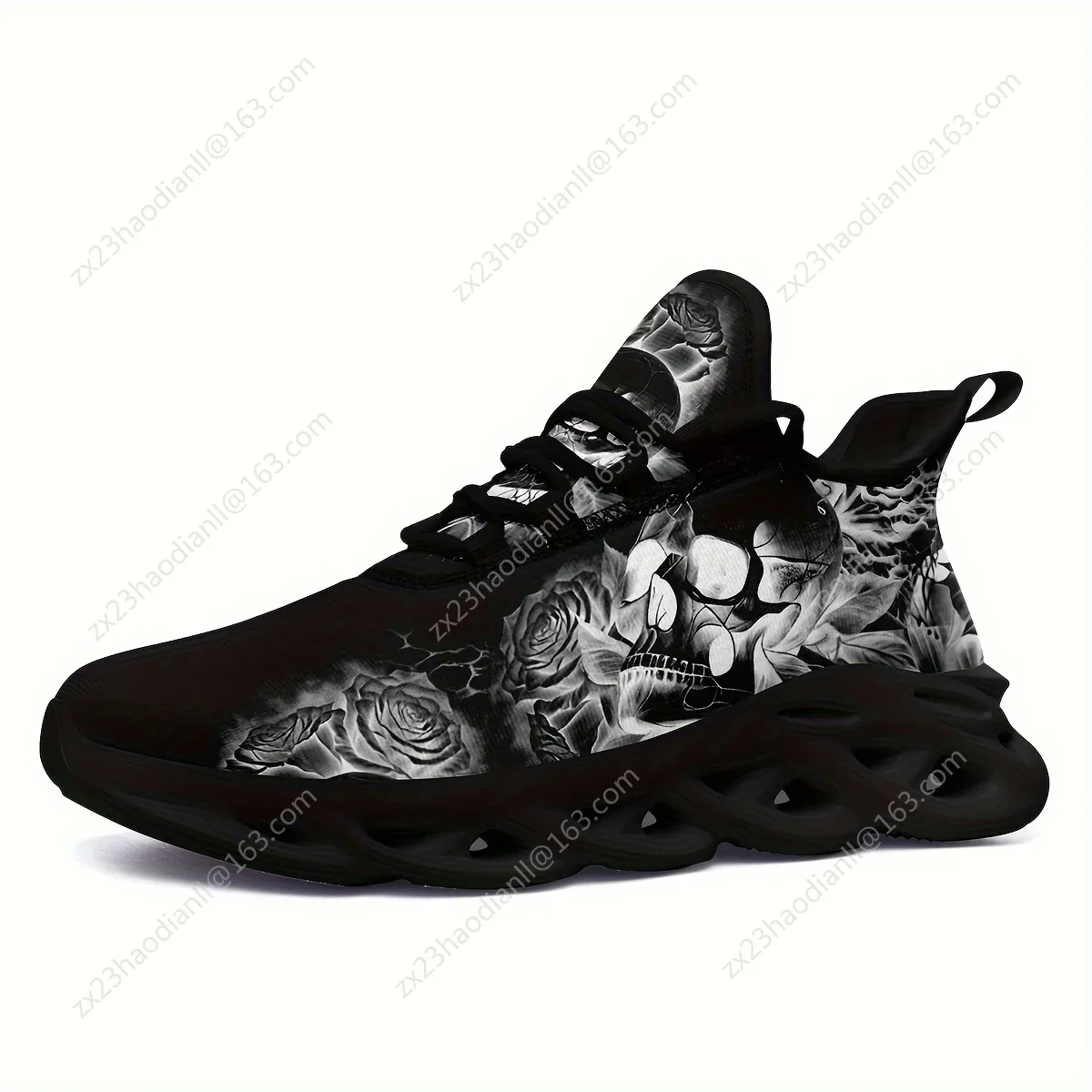 Halloween Skull And Rose Print Flats Sneakers Mens Womens Sports Running Shoes High Quality DIY Sneaker customization Shoe