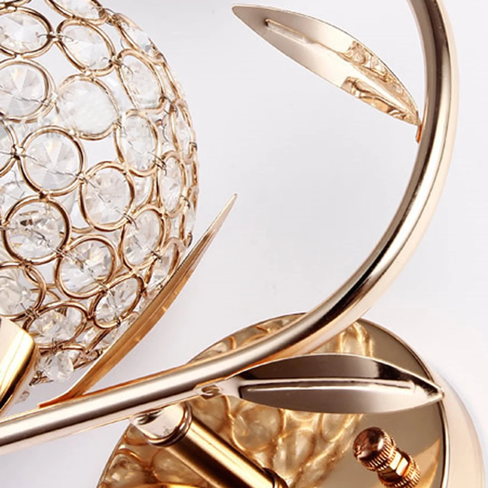 مصباح حائط داخلي كريستالي مزدوج ذهبي معدني زجاجي على شكل زهرة شفاف بجانب السرير وغرفة النوم مصباح جداري كهربائي سبلاش #1