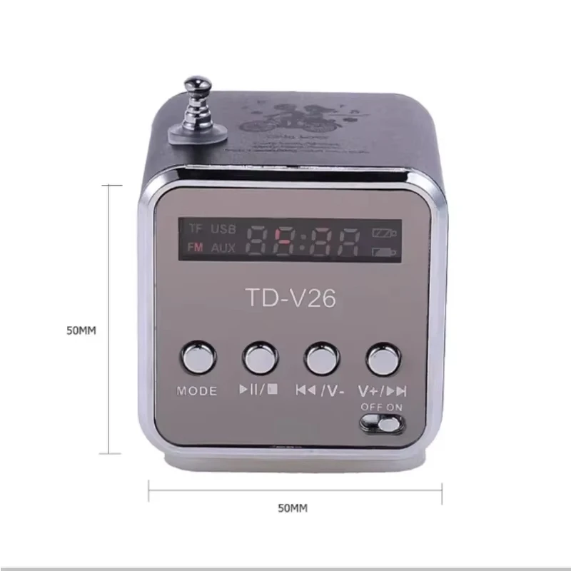 TD-V26 Mini Portable Sound Speaker TF Card FM Radio AUX Stereo Music Player Bluetooth Speaker for Outdoor High Looks Party