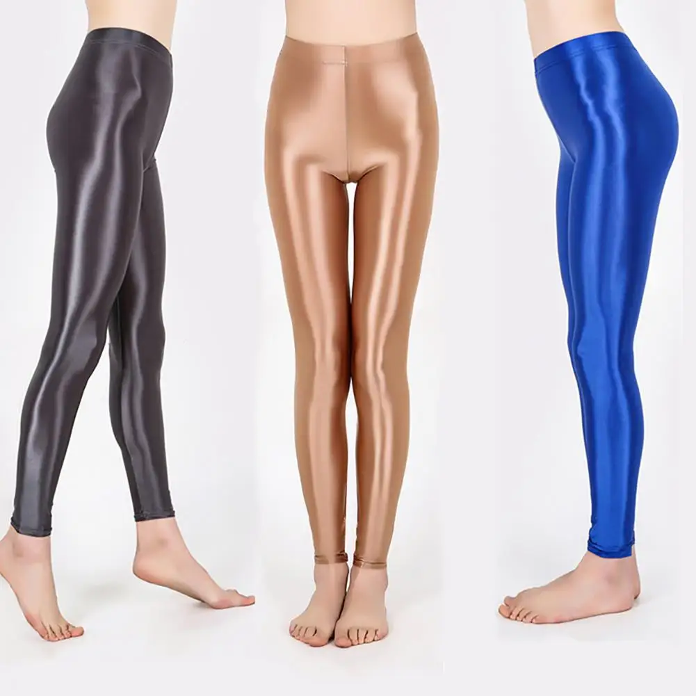 Yoga Leggings High Stretched Glossy Surface Sports Ninth Pants Slimming Butt-lifted Tummy Control High Waist Lady Trousers