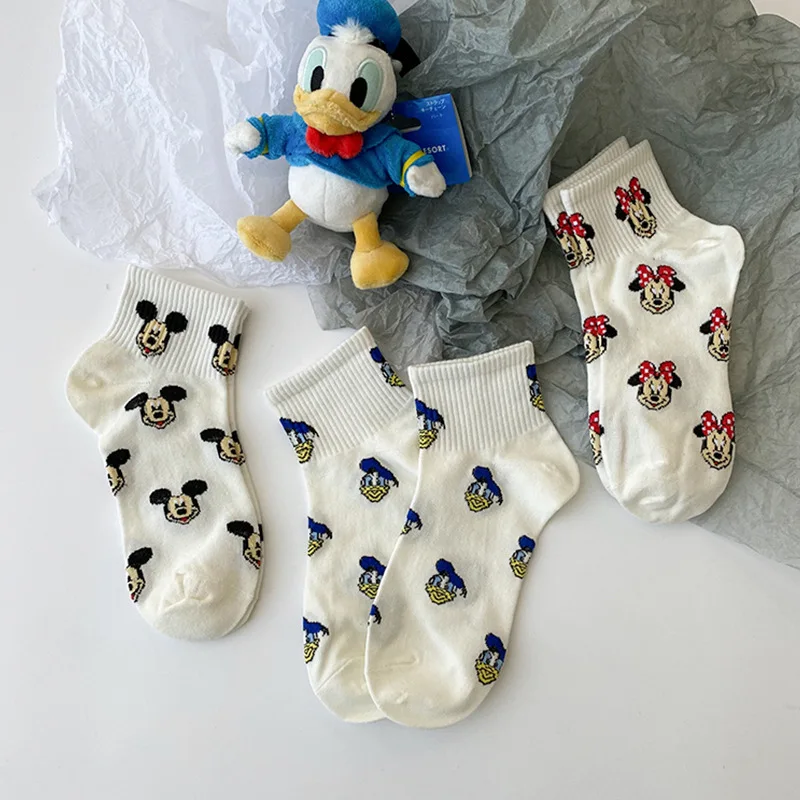 Disney Minnie Short Socks Kids Boy Girl Mickey Mouse Donald Duck Cute Cartoon Baby Girl Boy Sock Autumn Breathable Children Sock