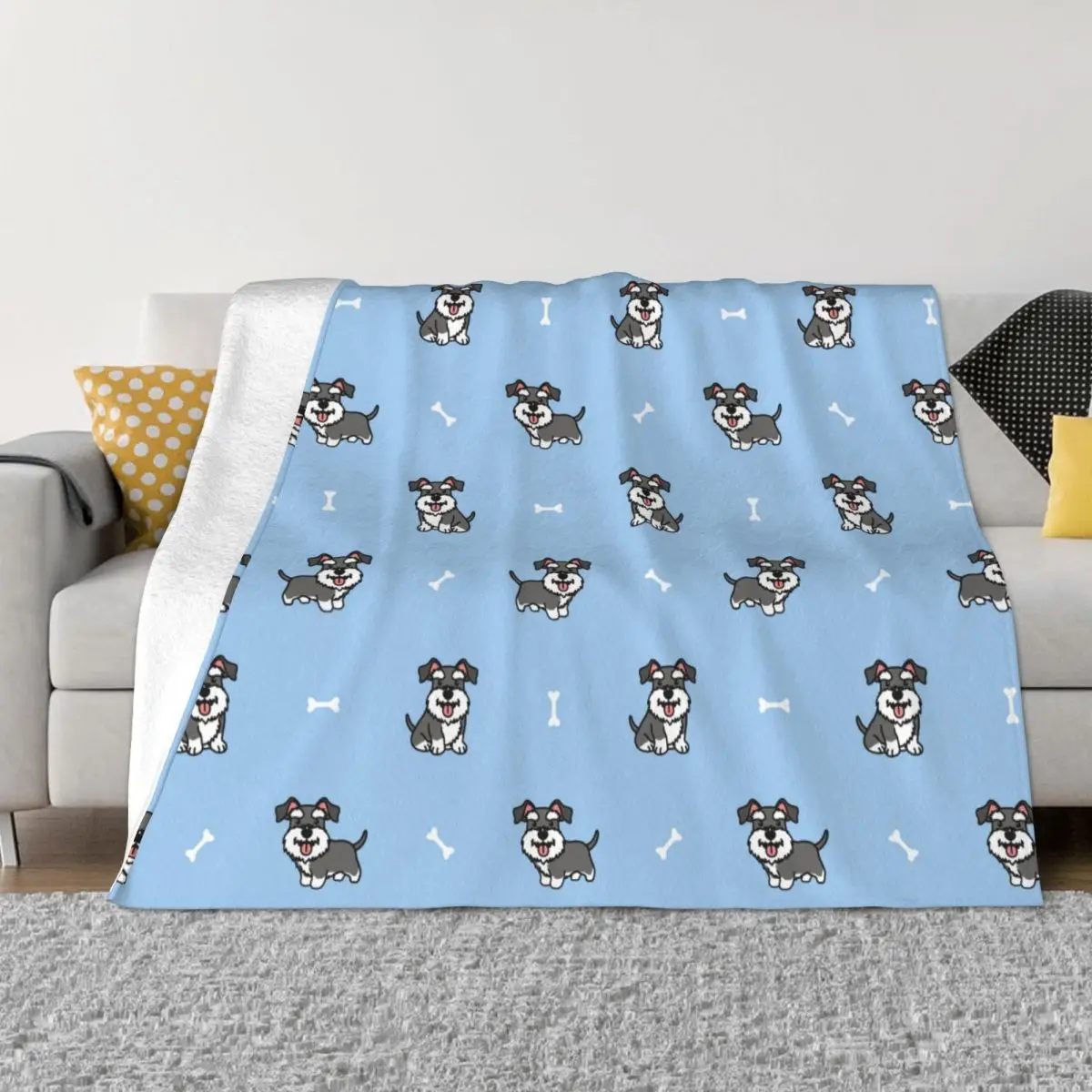 

Cute Schnauzer Dog Animal Blanket Fleece Textile Decor Multifunction Soft Throw Blankets for Bedding Outdoor Rug Piece