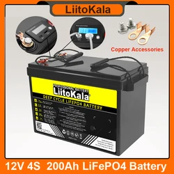 LiitoKala 12.8V 200Ah LiFePO4 battery with 12V 4 string BMS Protect For RV Campers Golf Cart Off-Road Solar Wind Duty-free