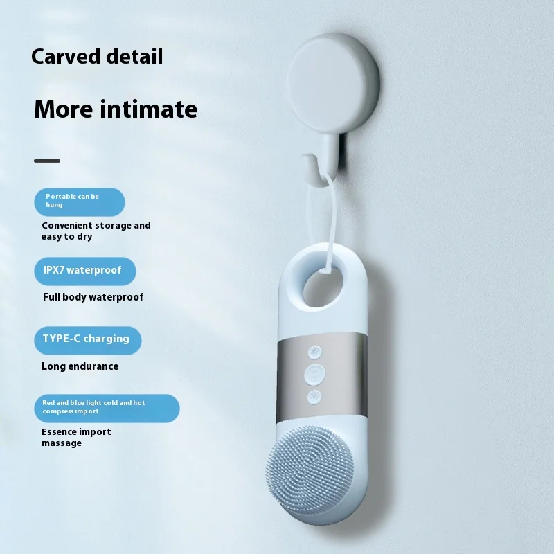 New silicone electric massage cleanser face washer skin face makeup remover hot and cold compress massage tool