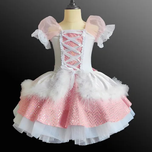 Falda de Ballet para niñas, vestido tutú para niños de otoño e invierno, ropa de actuación, falda bonita de princesa, ropa de actuación