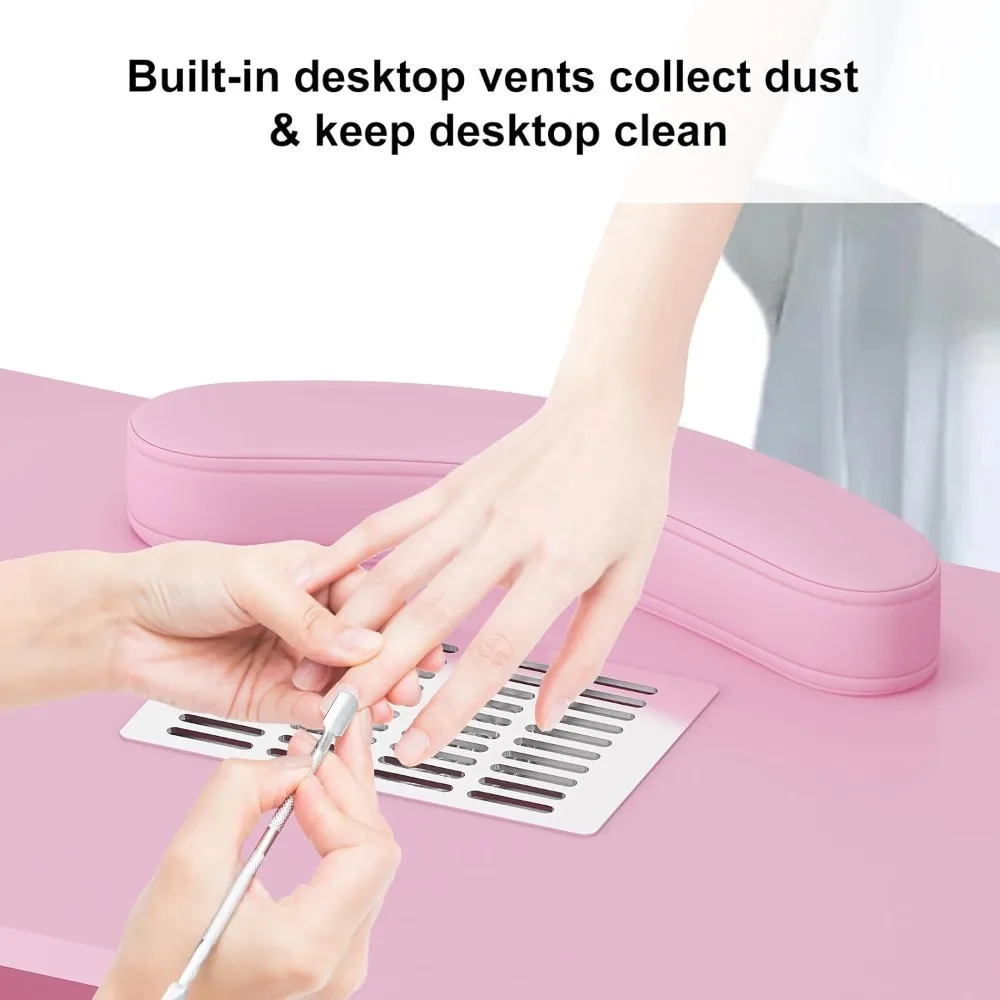 طاولة مانيكير TABU، محطة أظافر احترافية كبيرة لتقنية الأظافر مع خزانة جانبية وأدراج كبيرة، محطة عمل أظافر مع Dus #5