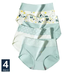 4Pcs Women Panties High Waist Soft Cotton Cute Print Ladies Underwear Seamless Briefs Sexy Panty Breathable Girls Lingerie