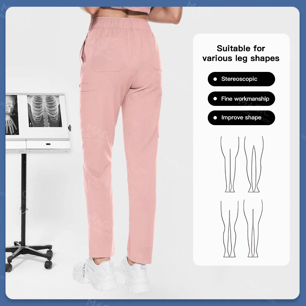 Accessoires voor verpleegsters Werkkleding Effen kleur Chirurgische broek Dames scrubbroek Meer zakbroek Dierenkliniek Verpleegstersuniform Scrubbodem