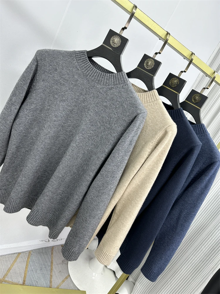 

Men's Soft Comfortable Elastic Long Sve Knitted Sweater round Ne Wool Blend Faionable Urban Sle Winter Basic Match All