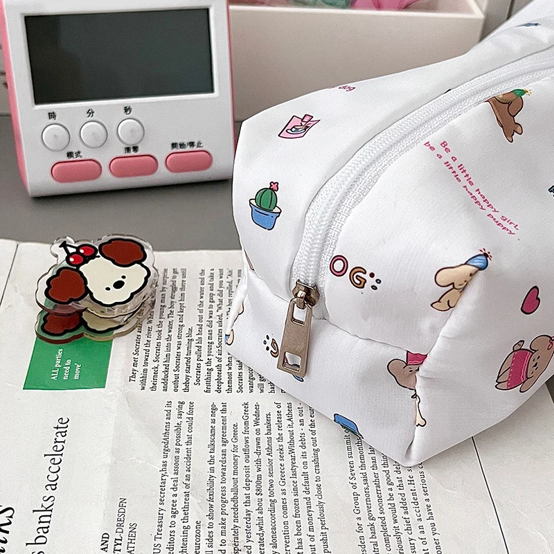 1pc kawaii lápis caso lona saco de maquiagem estética papelaria organizador caneta titular lápis bolsa