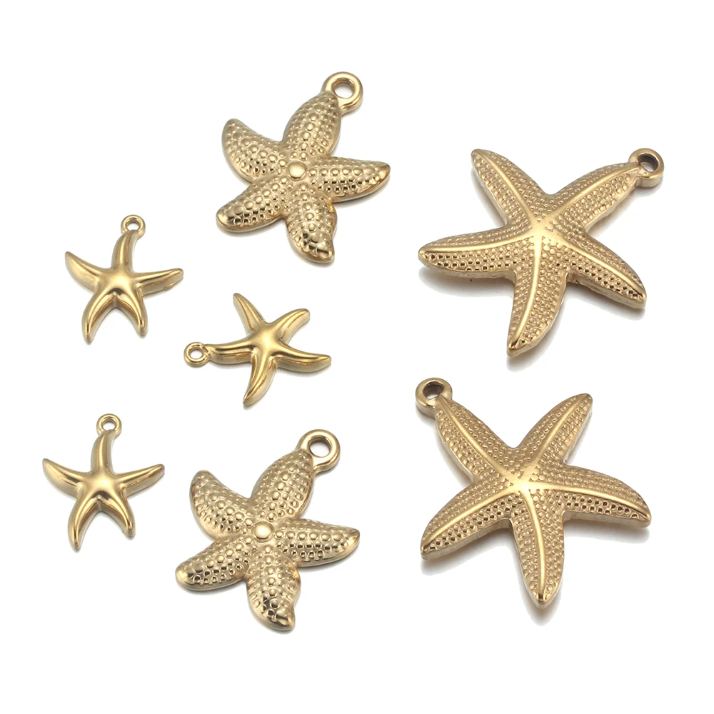 

5 Pcs/Lot Stainless Steel Sea Star Pendants For Jewelry Making DIY Necklace Earrings Components Accessories Supplies Findings
