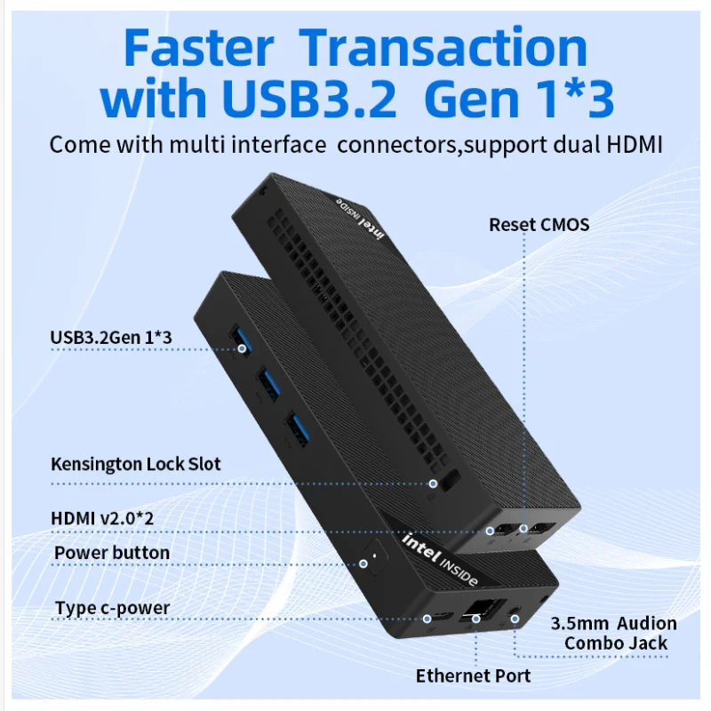 رباعي النواة ZX05 12th Gen Intel Alderlake-N N150 Windows 11 Pro 12GB LPDDR5 2TB SSD WIFI6 BT5.2 Dual HDMI 4K Display Mini PC Stick