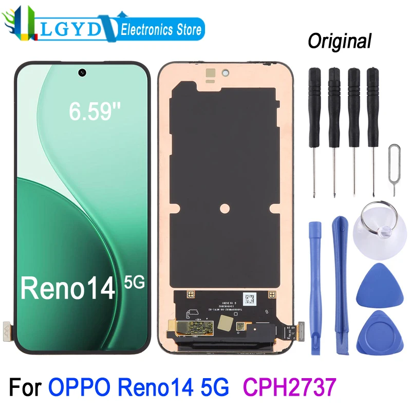 6.59'' AMOLED LCD Screen For OPPO Reno14 5G Global CPH2737 2025 Phone 120Hz LCD Display Touch Screen Repair Replacement Part