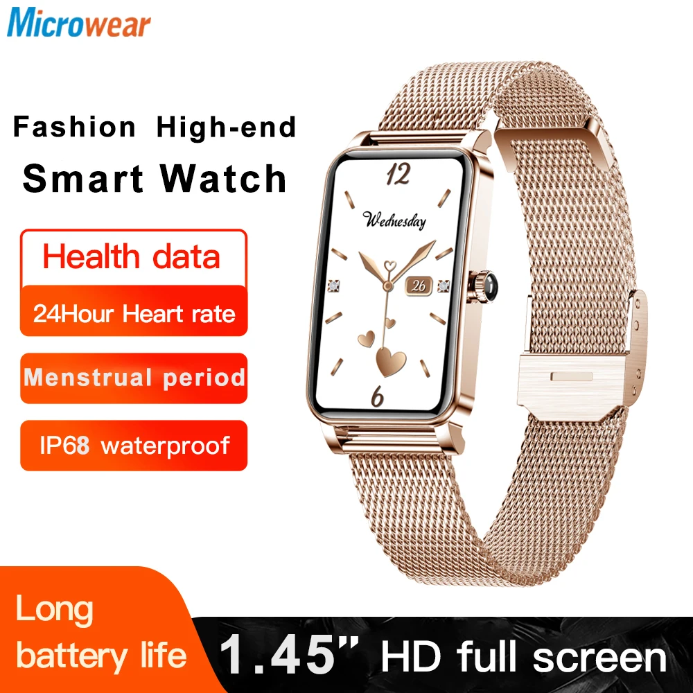 

2022 New Smart Watch Women Girl Fashion Smartwatch Heart Rate Bood Pressure Sports Fitness Tracker Wristband Waterproof Bracelet