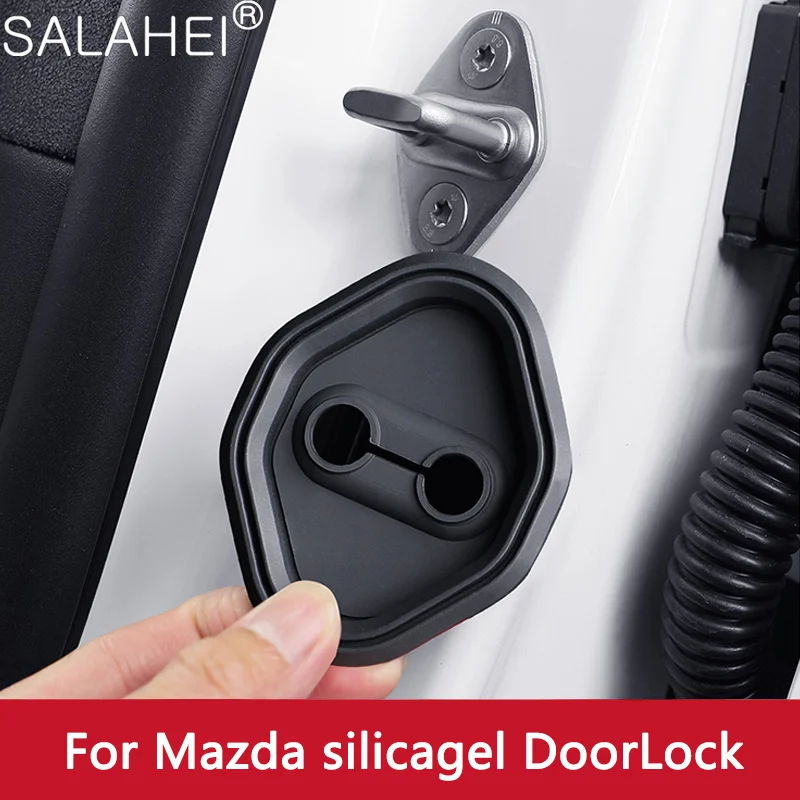 

4Pc Silicone Absorber Cushion Car Door Lock Buckle Anti-collision Protect Cover For Mazda 2 8 3 Axela CX-50 CX-30 CX-5 Evolution