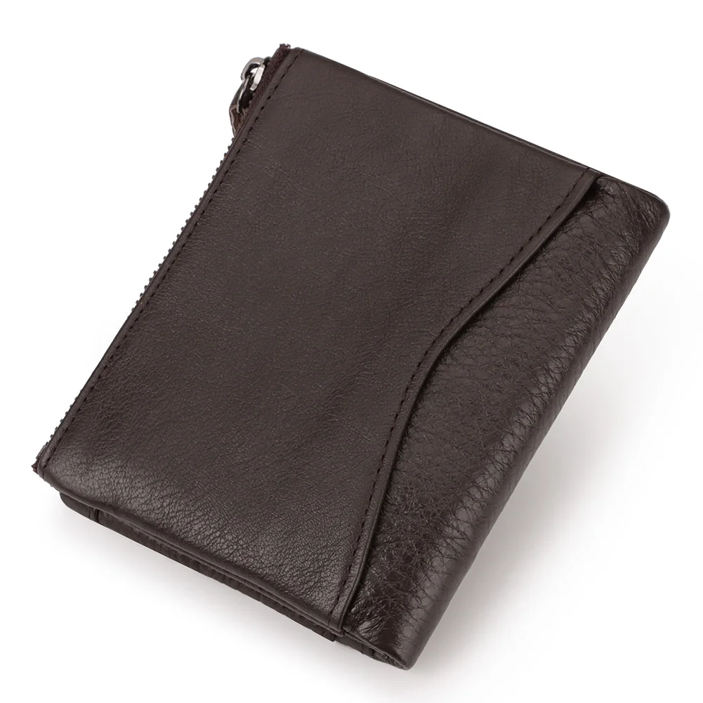 KAVIS RFID Luxurious Genuine Leather Short Wallet For Men  With High-Capacity Durable Business Bifold Zip Card Holder Wallets