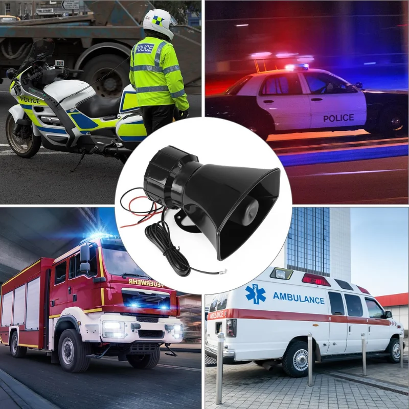 7 لهجة الصوت سيارة بوق الإنذار الكهربائية الصوت مكبر صوت صفارة الإنذار ل البوق/السيران/صفارة الإنذار/نظام المرور سيارة الطوارئ مع ميكروفون