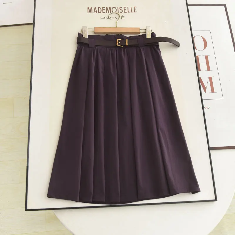 

Юбка-трапеция Xiao Ai с высокой талией и поясом Ранняя осень Faion Утягивающая повседневная универсальная юбка средней длины