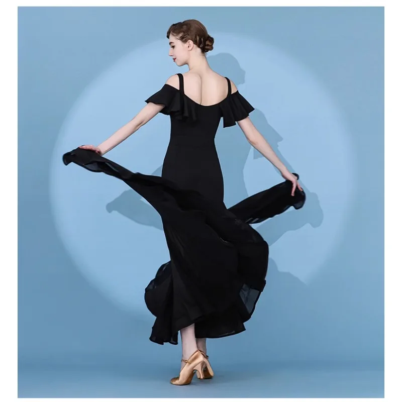 

Customized Flying Sleeve Modern Dance Dress National Short Sleeve Standard Practice Clothing Ballroom Dance Competition Dresses