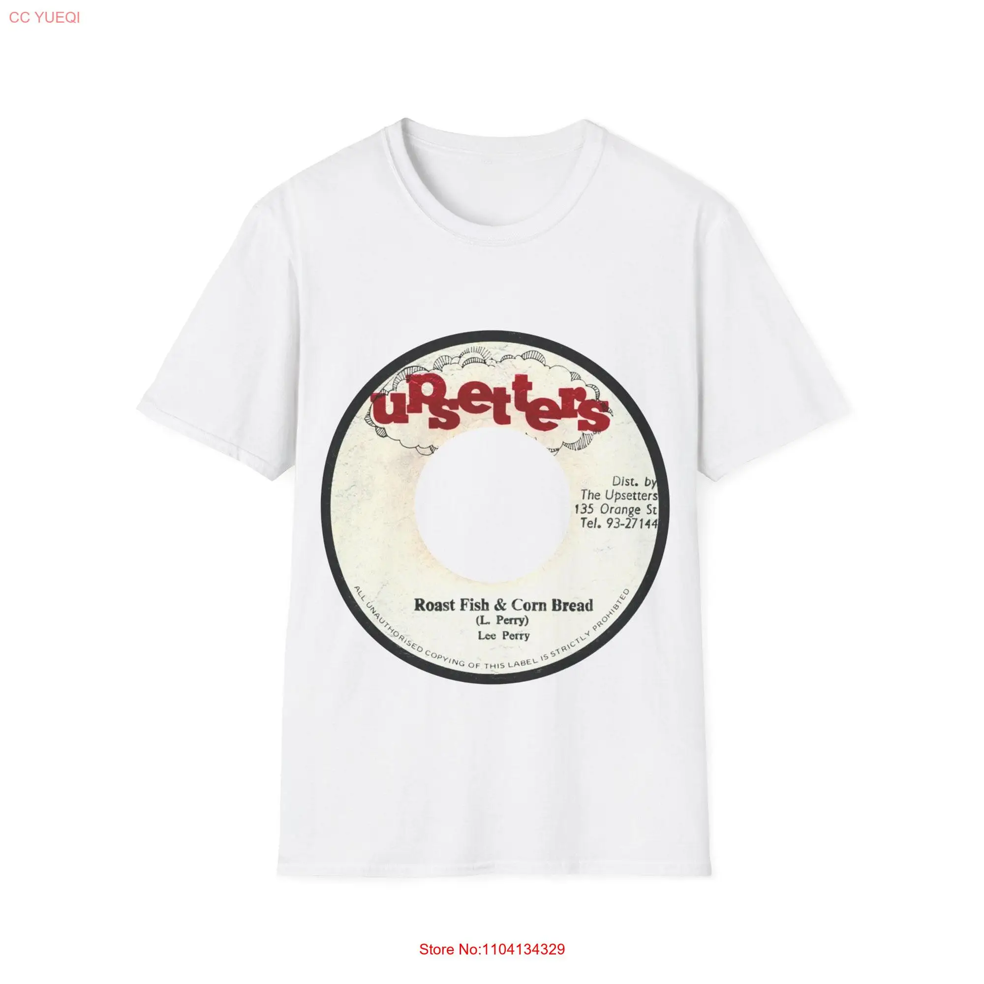 Lee Scratch Perry T Shirt with 7 Inch Record ROAST FISH CORNBREAD 45 Single on Upsetters Label long or short sleeves