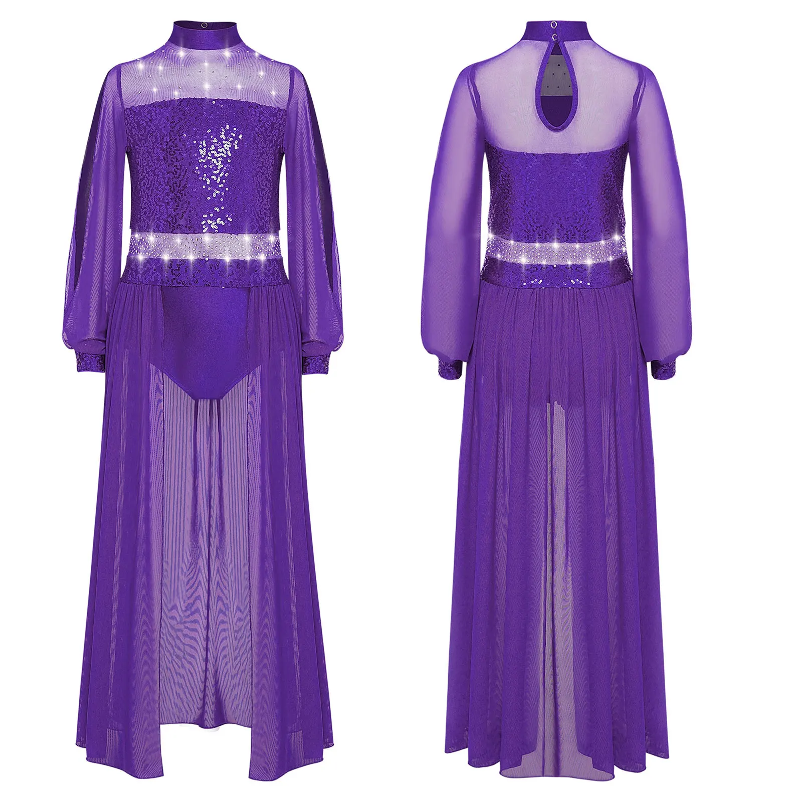 Pailletten Meisjes Liturgische Aanbidding Lof Dans Tuniek Kinderen Glanzende Kinderjurken Lyrisch Modern Hedendaags Kostuum Danskleding